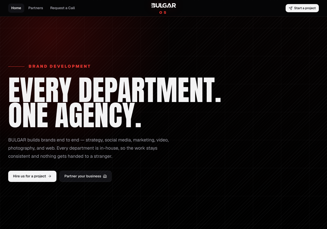 Screenshot of the running studio-website