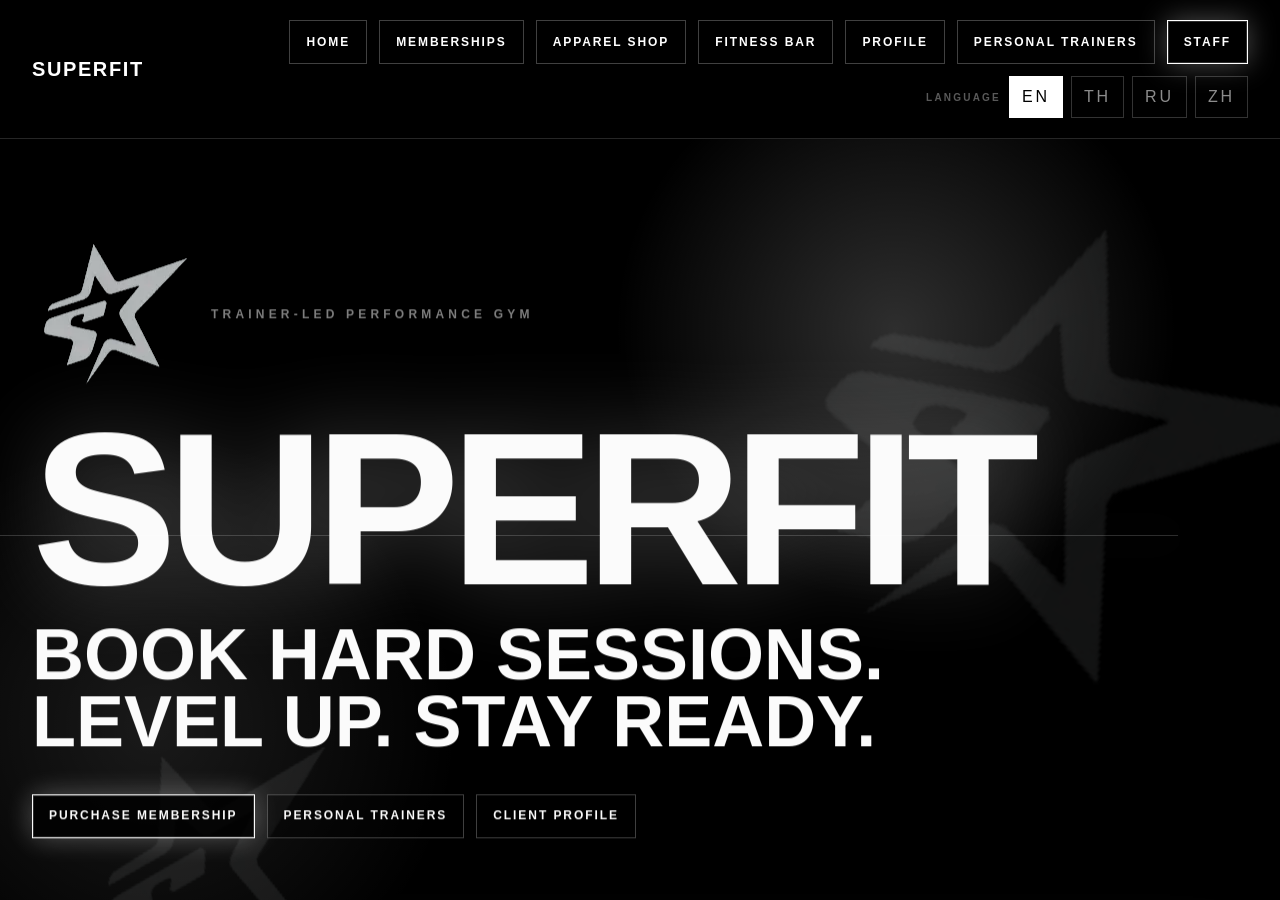 Screenshot of the running superfit-gym-app