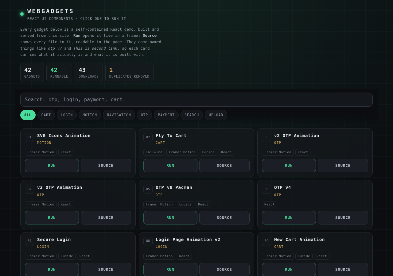 Screenshot of the running panel